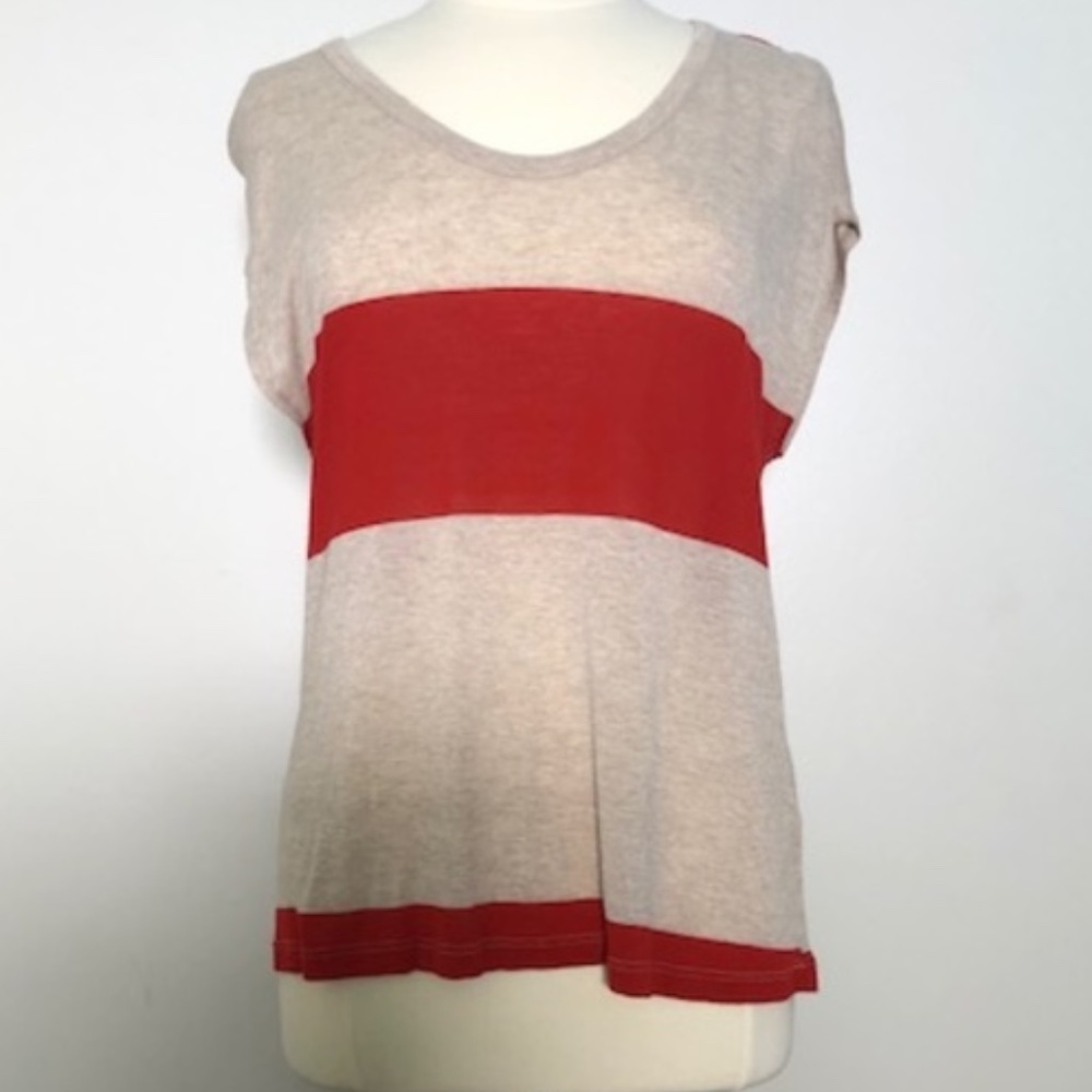 Soft Joie Striped Top Orange and Tan Size Small